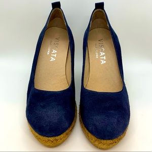 Blue and Tan Espadrilles with Suede-like Finish